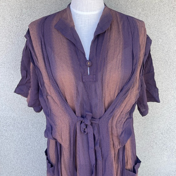 Hiroko Koshino 90s Japanese midi wrap style dress - Picture 3 of 9